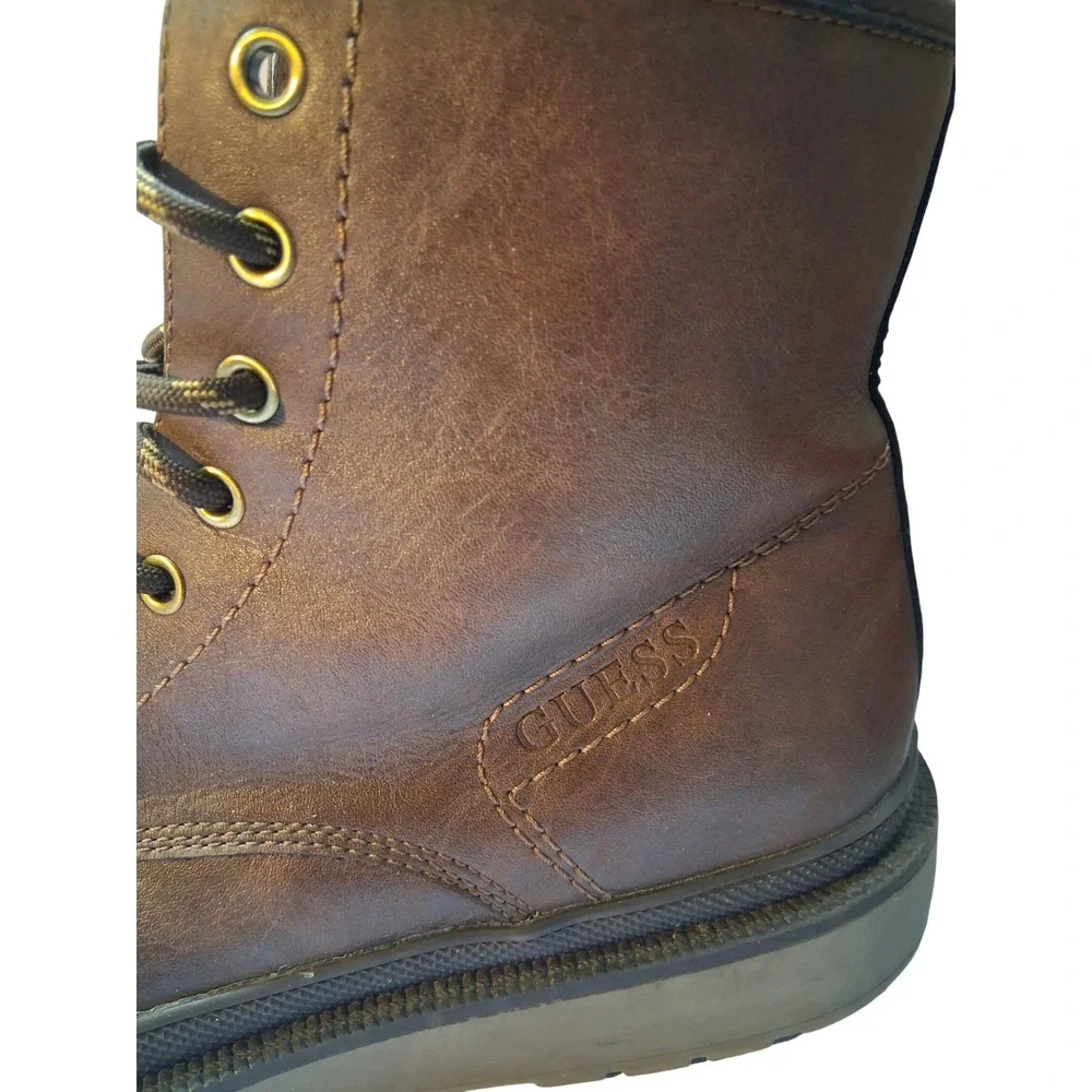 Guess GMCITIZEN-C Mens Brown Faux Leather Combat Lug Sole Lace Up Boots Size 11